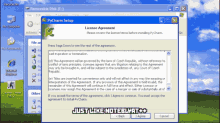 a computer screen displays a license agreement page