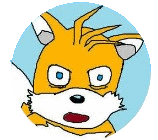 a cartoon fox with a surprised look on his face is in a blue circle .