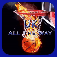 a picture of a basketball going through a net with the words all the way