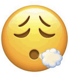 a sleeping emoji with a cloud coming out of its mouth .