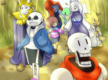 a drawing of a group of cartoon characters including papyrus