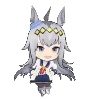 a chibi drawing of a girl with long hair and a horse headband .