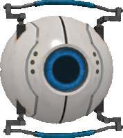 a white ball with a blue eye and a blue handle