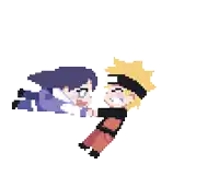 a pixel art of naruto and hinata laying down