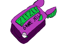 a cartoon drawing of a zitzle grape jelly container