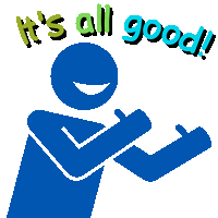 a blue stick figure with the words it 's all good written below it