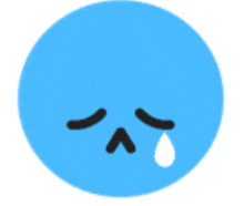 a blue smiley face with a tear coming out of its eye