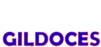 the word gildoces is written in blue and red on a white background