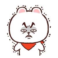 a cartoon drawing of a bear with an angry look on its face