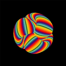 an optical illusion of a rainbow colored sphere on a black background