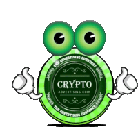 a green coin that says crypto advertising coin