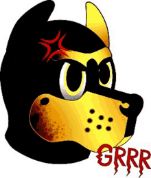 a cartoon dog with the word grrr on the bottom