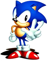 a sonic the hedgehog giving a peace sign