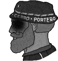 a man with a beard wearing a hat that says cerro porteno on it