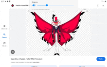 a screenshot of hazbin hotel wiki with a red butterfly on it