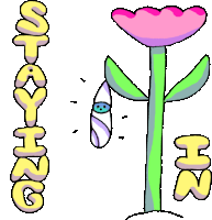 a cartoon drawing of a flower with the words stitching and h2n written below it