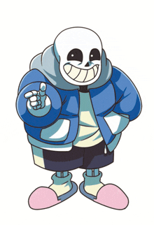 a cartoon drawing of sans giving a thumbs up sign