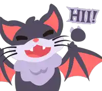 an illustration of a bat with the word hi written above it