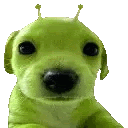 a green stuffed dog with antennas on its head is laying down .