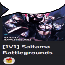 a picture of saitama from battlegrounds with a speech bubble above it