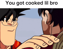 a cartoon of a man with the words you got cooked lil bro on the bottom