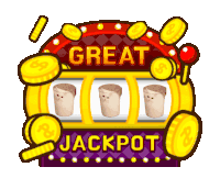 a slot machine that says great jackpot with coins coming out of it