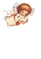 a little angel is flying through the air with stars coming out of it