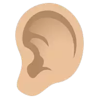 a close up of a person 's ear with a white background