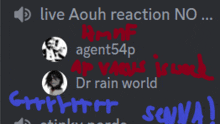 a screenshot of a live aouh reaction on a discord server