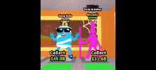 two cartoon characters are standing next to each other in a room and one of them has a crown on his head