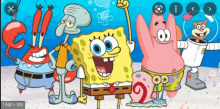 a group of cartoon characters including spongebob patrick and squidward