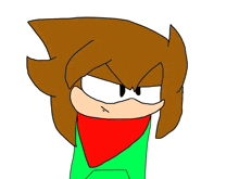 a cartoon character with brown hair and a green shirt
