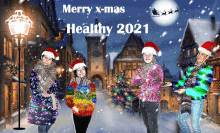 merry x-mas healthy 2021 is written on a christmas card