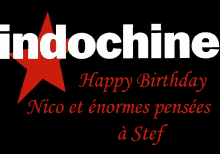 a black background with the word indochine in white letters