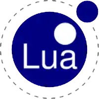 a blue circle with the word lua in white