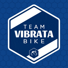 a blue logo for team vibrata bike with a white border