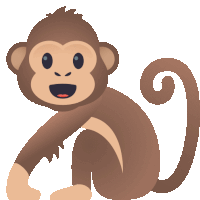 a cartoon monkey with a long tail is sitting down