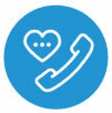 a blue circle with a telephone and a heart in it .