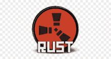 a rust logo with a red circle and white text