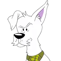 a cartoon dog with its tongue hanging out and a yellow collar
