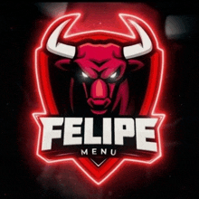 a logo for felipe menu with a red bull on it