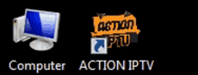 a computer icon next to a sign that says action iptv