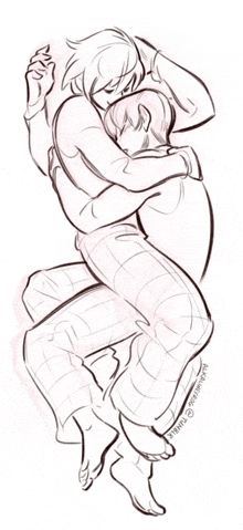 a black and white drawing of two people hugging each other with a tumblr link