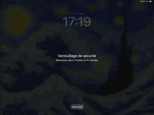 a screen that says verrouillage de securite at the top of it