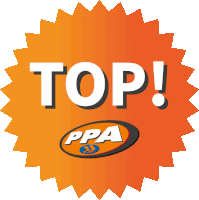 an orange sticker with the words top ppa on it