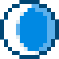 a pixel art illustration of a blue circle on a white background .