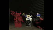 a group of roblox characters are standing next to each other and one of them is wearing a shirt that says cool