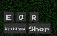 eqr settings and shop buttons on a green grass background