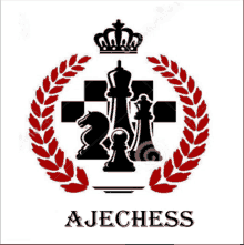 a chess logo with a crown and laurel wreath around it