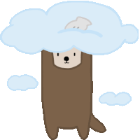 a cartoon drawing of an otter with a cloud covering its head